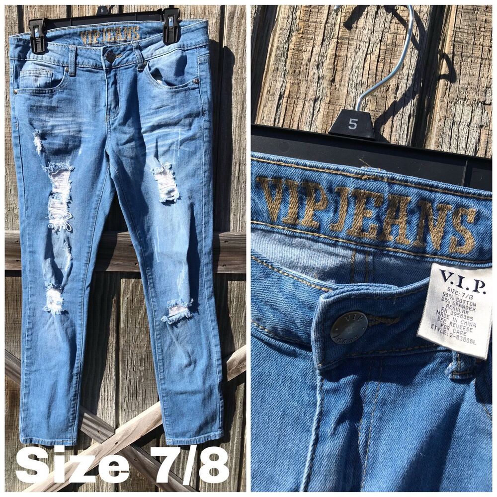 VIP DISTRESSED JEANS SIZE 7/8